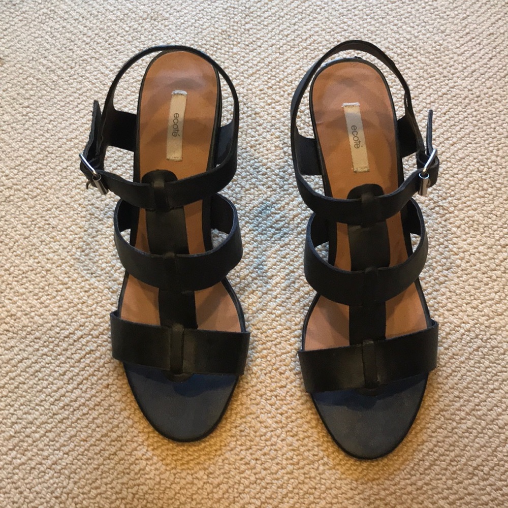 Ecote strappy black heeled sandals